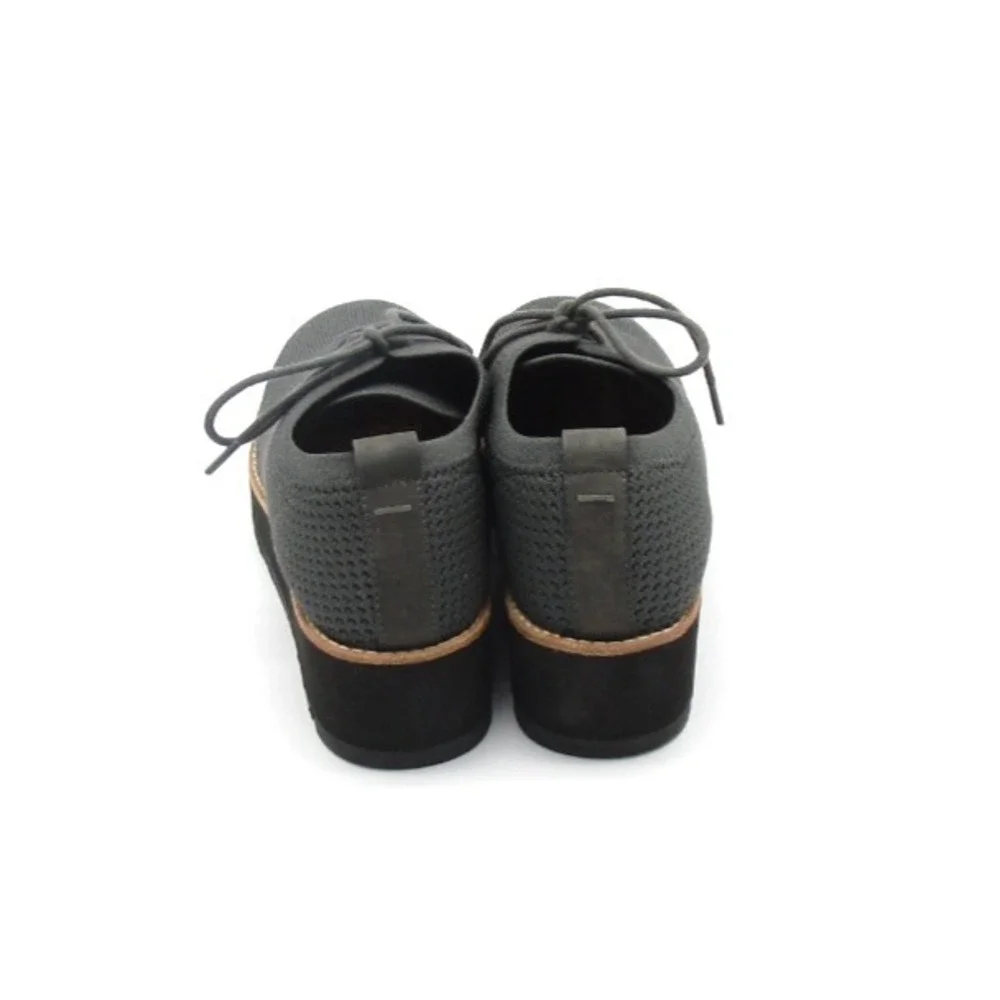 Eileen Fisher Eddy Gray Stretch Knit Platform Oxfords Womens Size 8.5